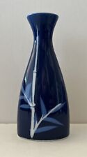 VINTAGE JAPANESE SAKE CARAFE Bottle - Tokkuri Style - Blue Bamboo Motif picture