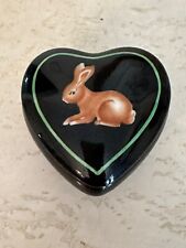 Vintage Tiffany & Co Private Stock Hand Painted Bunny Rabbit Heart Trinket Box picture