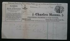 1880 Baltimore Practical Plumber Plumbing Gas Fitter Fitting Billhead Invoice picture