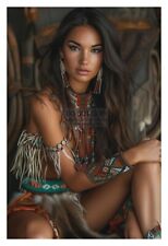 GORGEOUS YOUNG SEXY NATIVE AMERICAN LADY 4X6 FANTASY PHOTO picture