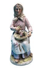 Homco Home Interiors Vintage Old Farm Woman Figurine Seated Holding Grapes 1433 picture