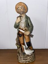 HOMCO Vintage Figurine 1417 Old Man Farmer Smoking Pipe W/Knife and Duck picture