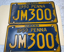 Pair Of Matching 1950 Pennsylvania License Plates JM300 Automobile License Plate picture