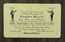 Vintage Teutopolis, Illinois Advertising Trade Card Fritz’s Place Restaurant picture