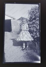 1950's casual portrait of pretty girl in dress vintage 3 x 4.5