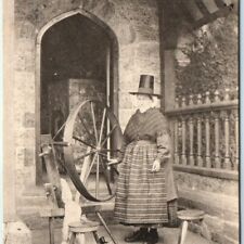 c1910s Wales Welsh Cute Traditional Woman at Spinning Wheel Photo Postcard A43 picture