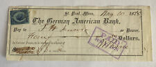 Vintage 1878 $4.5 Check ~ The German American Bank ~ St. Paul, Minnesota MN picture