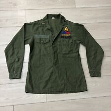 Vintage US Army OG 107 Sateen Shirt Men 15.5 X 33 Green 1966 Vietnam Era 60s picture