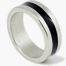 PK RING SILVER & BLACK STRONG MAGNETIC- SIZE 13 (22mm) MAGIC TRICK picture