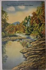 Fall Setting Mountain Stream Tennessee Fields Restaurant Del Rio Linen Postcard  picture