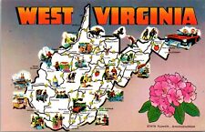 Famous Attractions Map of West Virginia Vintage Postcard picture