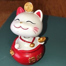 Adorable Lucky Cat In Japanese Chinese Bobblehead Figurine #1￼ picture