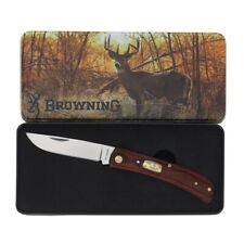 Browning Sodbuster Pocket knife Wood Handle with Vintage whitetail w/Tin BR0419 picture