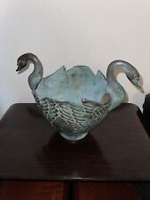 Metal Double Swans Vase Antique picture