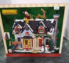 Lemax Best Decorated House Christmas Village Lights Red to Green Santa Reindeer picture