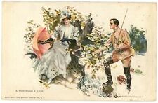 A Fisherman's Luck, A  Fisherman And Beautiful Woman Meeting In Forest Postcard picture