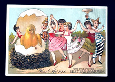 1880's Victorian Trade Card -  Chick Halloween & Costume Children Acme Soap picture