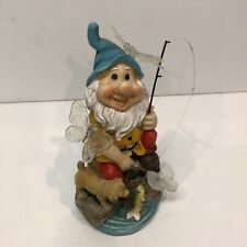 vintage happy garden gnome w/dog, butterfly, fish, & dragonfly good condition picture