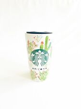 Starbucks Coffee ARIZONA Cactus Ceramic Travel Mug Cup Tumbler 12 Oz w/Lid Used picture