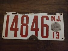 1913 New Jersey NJ Porcelain License Plate 14846 picture