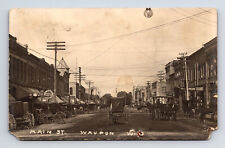 RPPC Main Street People Horse Carriages Barber Pole Waupun Wisconsin WI Postcard picture