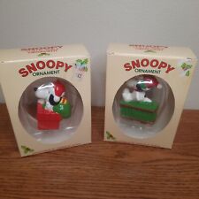 Lot of 2 Vintage Snoopy Christmas Ornaments (in original box), Union Wadding Co. picture