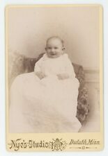 Antique c1880s ID'd Cabinet Card Adorable Smiling Baby Named Ramona Duluth, MN picture