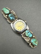 Native American Sterling Silver 13/8mm Turquoise Watch Tips F19 picture
