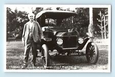 Thomas Edison and Ford Vintage Car Buggy Fort Meyers Florida RPPC Postcard C7 picture