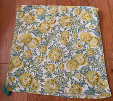 Vintage April Cornell Tablecloth Green Yellow Floral Tassels Cotton 48