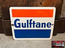 Original 1960’s GULF Gulftane Porcelain Gas Pump Plate Sign - Gas & Oil - picture