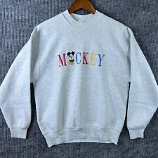 Vintage Disney Mickey Mouse Sweatshirt Adult Size Large Gray Made In USA picture