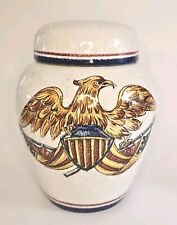 Impressive Vintage Italian Hand Made Painted American Eagle Seal Art Pottery Urn picture