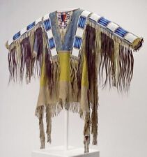Old American Buckskin Beaded Fringes Powwow Regalia Red Cloud's War Shirt N1 picture