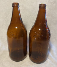 Lot of 2 Amber Anheuser Busch Beer Bottle 1 Quart 32oz Embossed Eagle at Neck picture