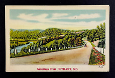 1930s Bethany Missouri Greetings Country Landscape Road MO Vintage Postcard picture