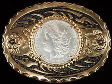 1879 Morgan Western Silver Dollar Belt Buckle Gold on Black Colors Large Size 4