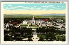 The Civic Center Panorama From Capitol Dome Greek Theater 1950 Vintage Postcard picture