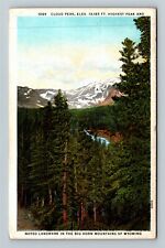 Cloud Peak, Noted Landmark Big Horn Mountains WY-Wyoming, c1937 Vintage Postcard picture
