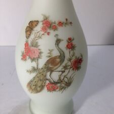 Vintage White Cased Peacock Vase Italy 9.75” Original label picture