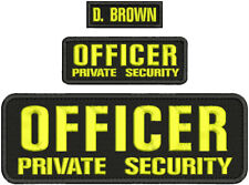 OFFICER PRIVATE SECURITY 10X3.5 5X1.78'' AND 1X3'' HOOK ON BACK  YELLOW ON BLACK picture