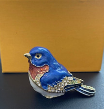 Blue Bird Trinket Box, jeweled, enameled, Beautiful  NIB picture