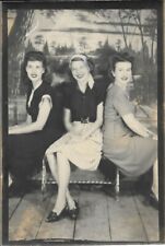 Three Ladies Photograph 1940s Vintage Pretty Young Smiling 3 x 4 3/8 picture