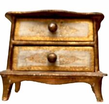 DECORATIVE FLORENTINE WOOD CHEST - ITALY- 2 DRAWER -ANTIQUED GOLD -HANDMADE picture