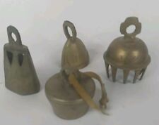 Lot Of 4 Vintage Brass Bells Assorted Styles & Sizes  picture