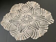 Beige / Cream Vintage Starched Large Doily *Few minor spots untreated* Handmade picture
