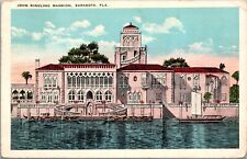 Postcard~Florida~Sarasota Fl.~John Ringling Mansion~Boat~c1920s~Posted 1970 picture
