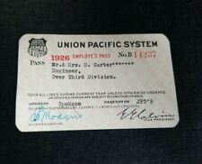 1926 Union Pacific System RAILROAD EMPLOYE'S  PASS, Engineer Over 3rd Division picture