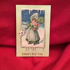 Antique 1907 Posted Victorian “Happy New Year “ Embossed - 1 Cent Stamp picture