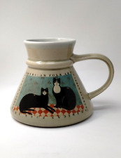 Vintage OTAGARI Cats Warren Kimble Folk Art No Spill Travel Coffee Mug JAPAN picture